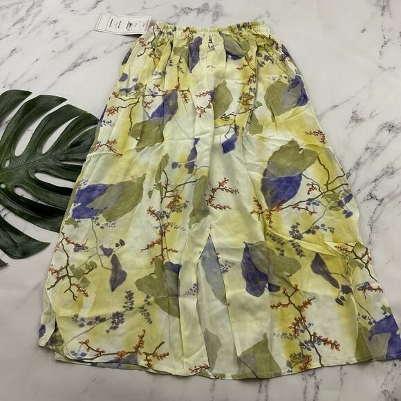 We Be Bop Womens Vintage Y2k Midi Skirt Plus Size 0x New Yellow Purple Butterfly - Picture 7 of 10